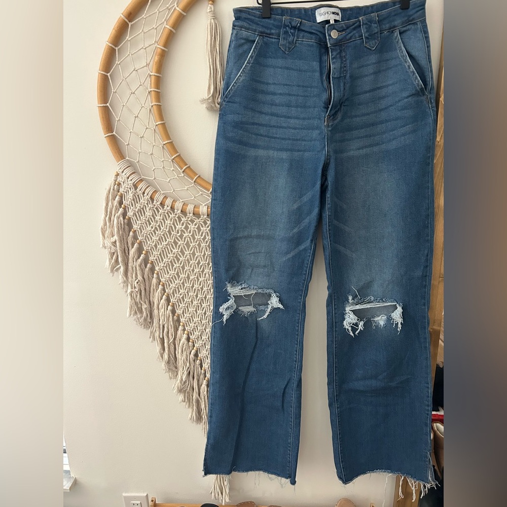 Fashion Nova Blue Distressed Women Jeans